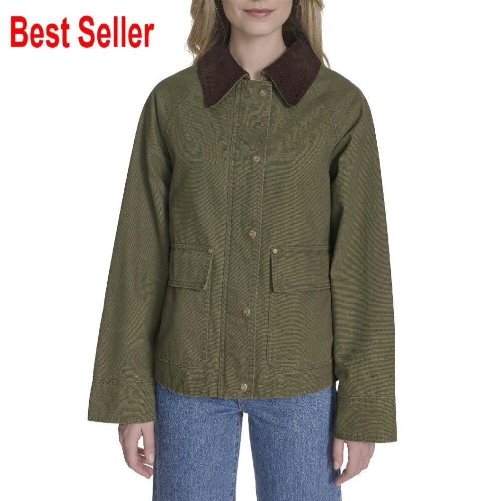 Cropped Cotton Barn Jacket Classic Workwear Chic Casual Everyday Style